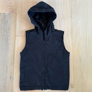 Gap Black Sleeveless Hooded Vest Jacket With Zipper Size Small